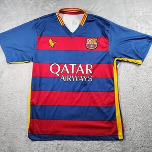Lionel Messi Jersey Mens Medium Blue FC Barcelona Soccer Venecia Qatar Airways